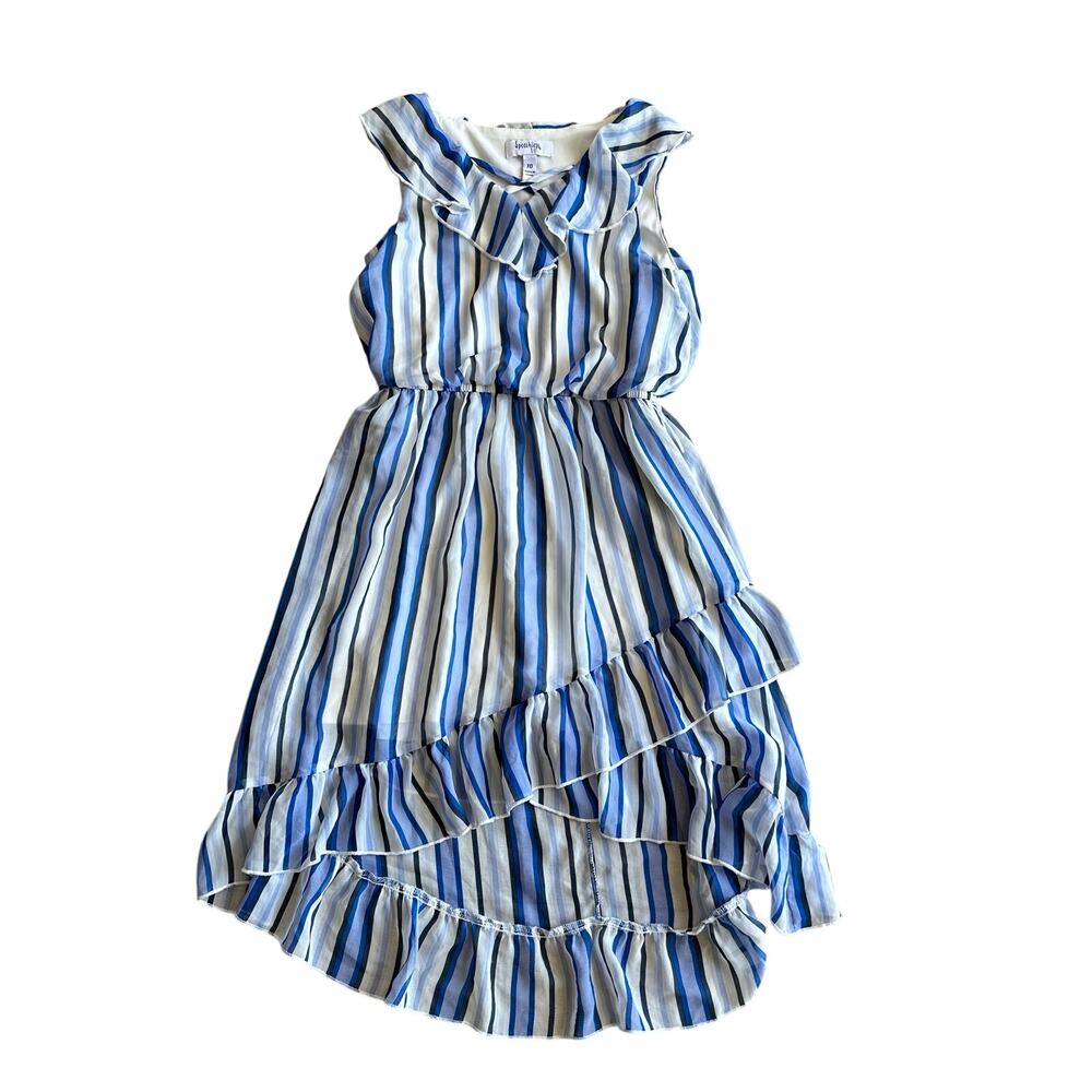 Speechless Girls Size 10 Blue Stripe Ruffle Hem Dress